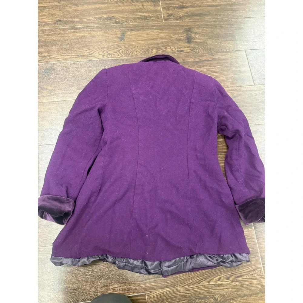 Vintage Christian Dior Purple Worsted Wool Blazer with‎ Velvet Collar - Sz 10